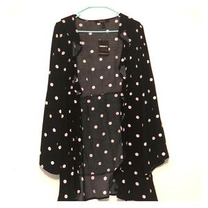 Cute Polka Dot Black & Cream Cover Up /Shall